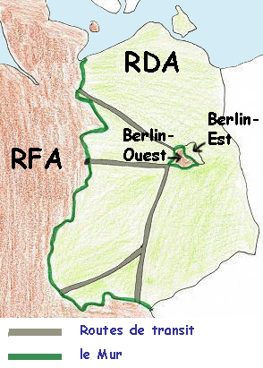 Lors de la sparation de l'Allemagne, il existait trois routes pour aller  Berlin.