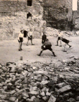 We played in the heap of ruins outside