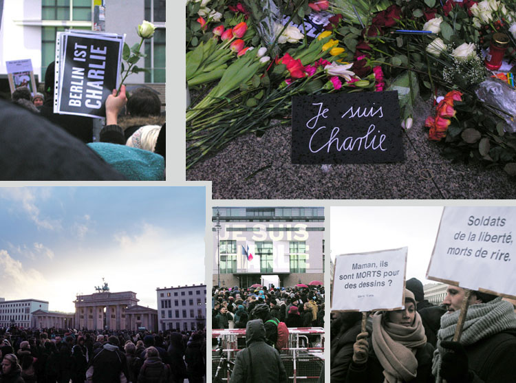 Vor der franzsischen Botschaft in berlin nach den Anschlge in Paris, Januar 2015, Je suis Charlie - von Kindern gesehen - Kinderreporter Bser Wolf