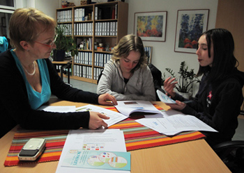 Christel Franz avec les reporters du Grand mchant loup