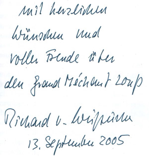 Widmung von Richard von Weizsäcker