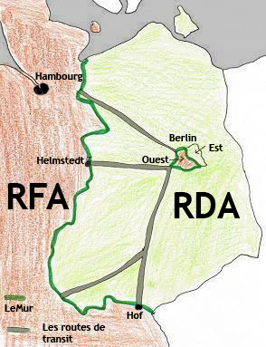 Routes de transit pour aller à Berlin à l'époque du Mur